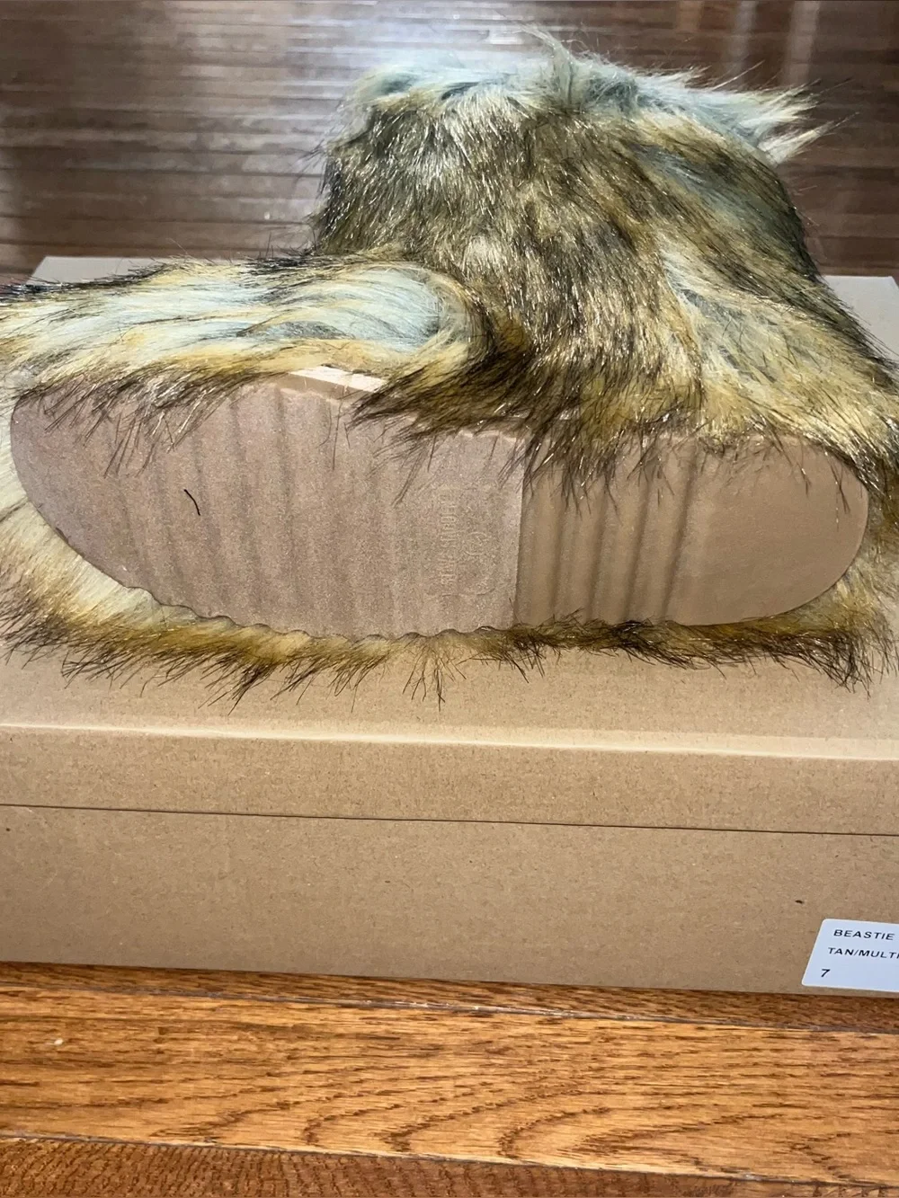 Steve Madden Beastie Faux Fur Bootie Tan & Brown Multicolored Women’s Size 7